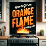 Feature image - A kitchen scene featuring a gas stove with an orange flame, highlighting the issue being addressed in the blog post. The stove is in a typical home kitchen setting