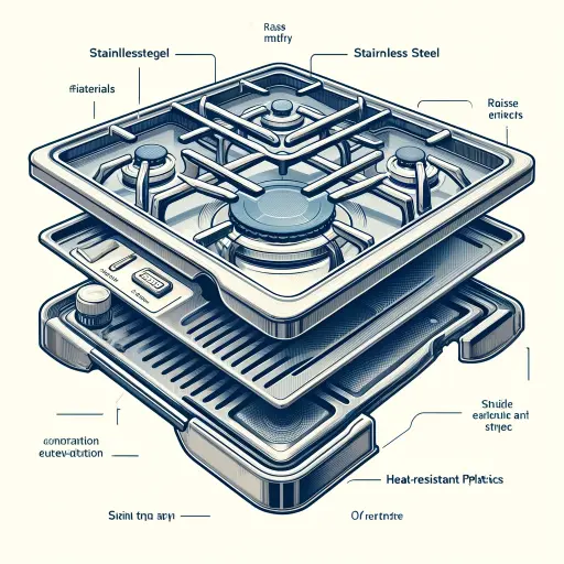 illustration of a gas stove spill tray's design and composition