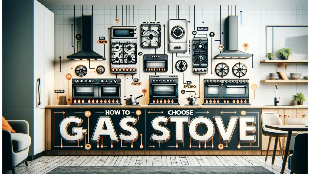 Factors To Consider When Choosing a Gas Stove 2 Feature Image A modern kitchen scene showcasing a variety of gas stoves with different features and designs, helping viewers understand how to choose the right mode