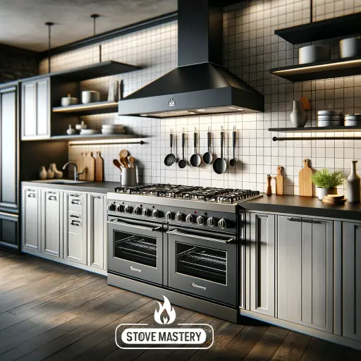 Contemporary kitchen featuring a stylish gas stove integrated with modern design elements