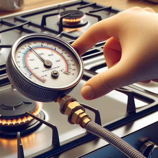 Fix Red Flame on Gas Stove: Quick Solutions for Efficient Cooking 2 gas pressure gauge attached to a stove, checking the gas pressure and quality