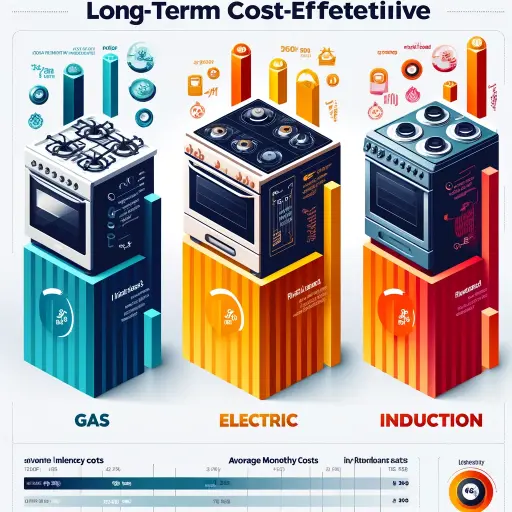 Infographic comparing long-term costs of gas, electric, and induction stoves 