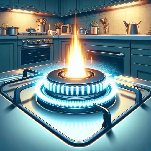 Illustration of a glow bar ignition system within a home kitchen