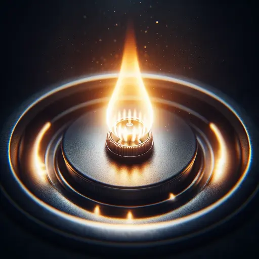 close-up image of a pilot light in a gas appliance, featuring a detailed, realistic flame within a dark, slightly blurred background to depicting why your pilot light keeps going out