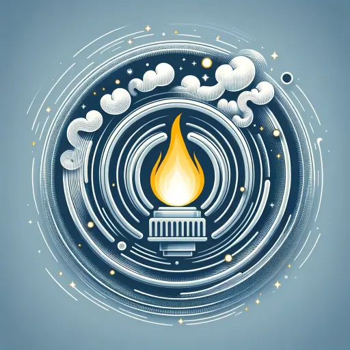 A graphic showing a pilot light with swirling air around it, indicating the airflow, with some areas blocked or restricted