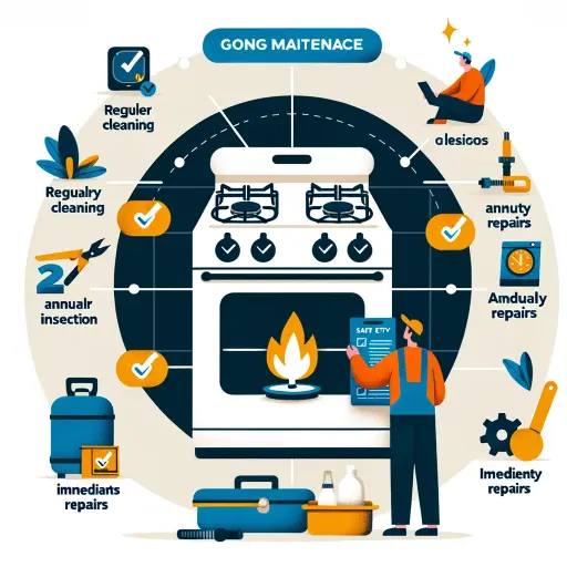 An informative graphic illustrating the routine maintenance of a gas stove safety valve