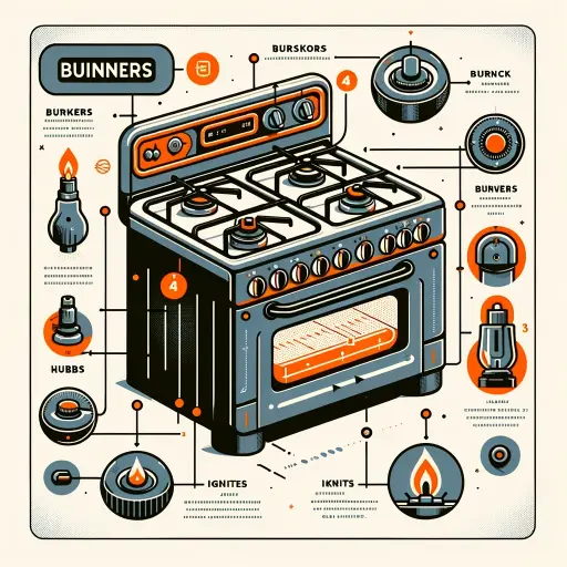 infographic outlining the main components of a gas stove_ burners, knobs, and igniter