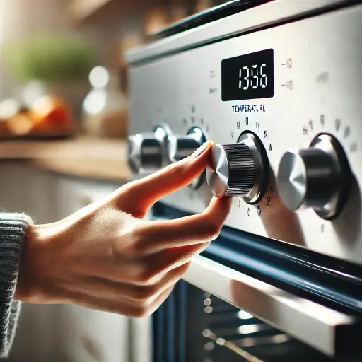 a person adjusting oven temperature