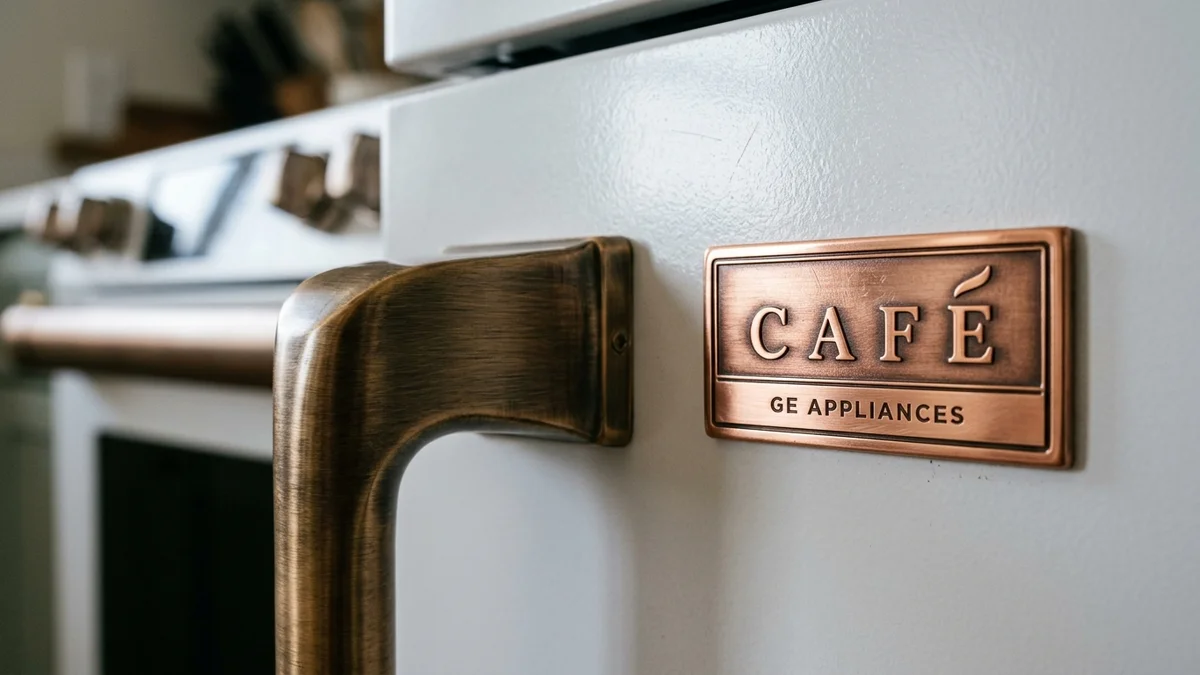 Café Induction Range Review: Luxury Design Meets Electromagnetic Precision 4 Café Custom Brushed Bronze Door Handle and Copper Trim Badge