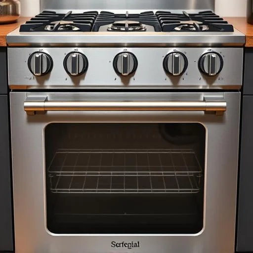 LG freestanding gas range with five sealed burners and stainless steel finish in a modern kitchen